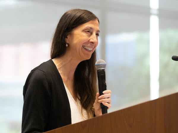 Mary Smith at Student Orientation