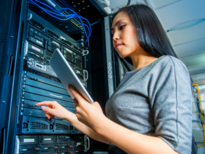 Person working with a server